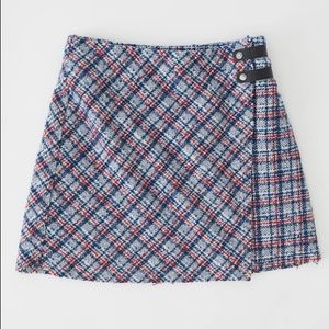 NWT UO Huntley Wool Plaid Buckle Wrap Skirt XS